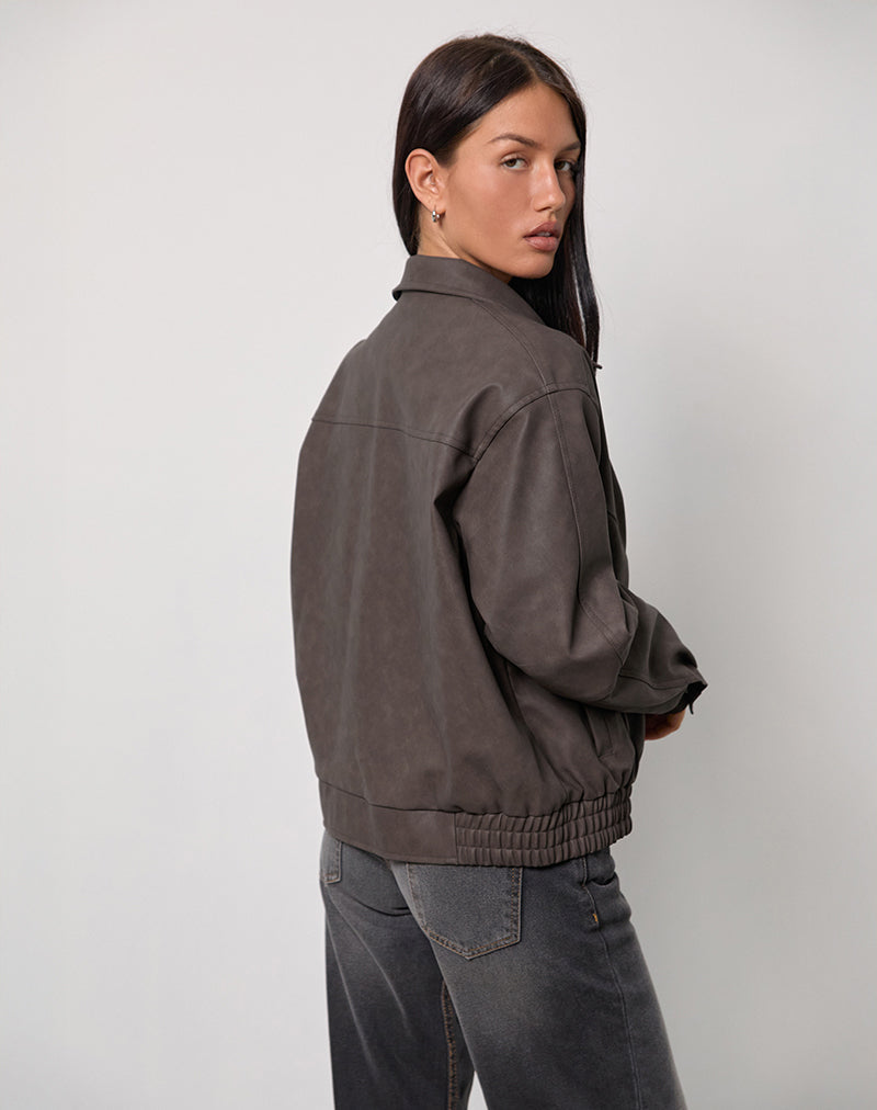 Afbeelding van Aviara Cropped Jacket In PU Donkerbruin