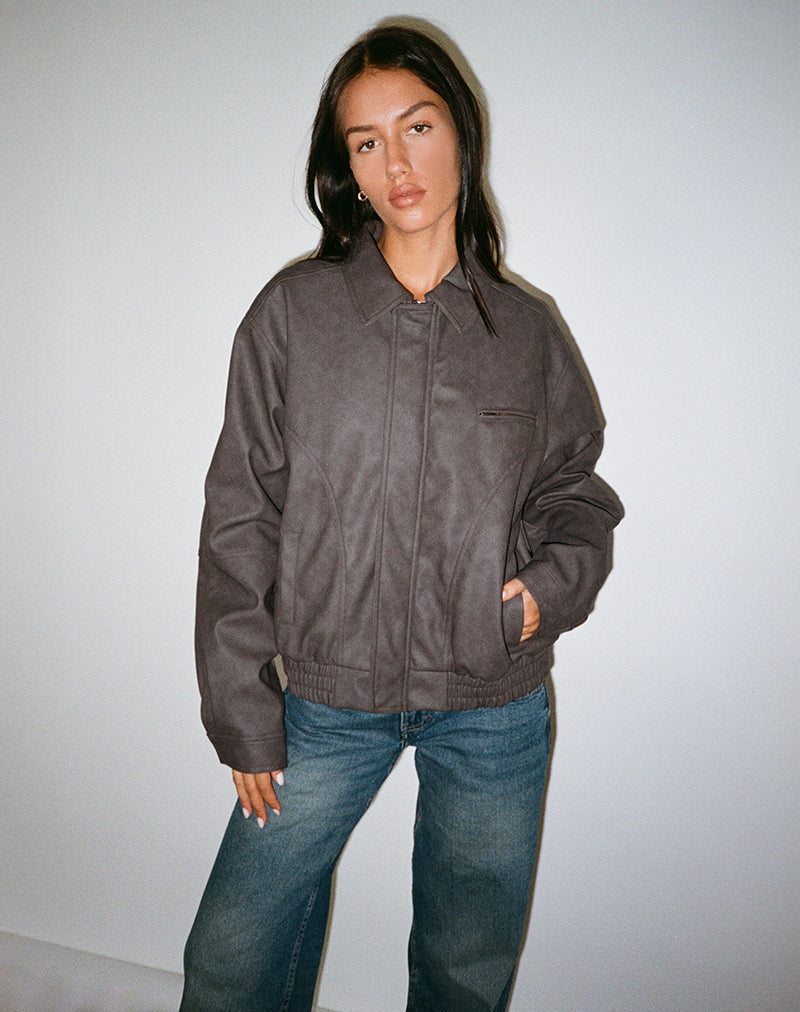 Afbeelding van Aviara Cropped Jacket In PU Donkerbruin
