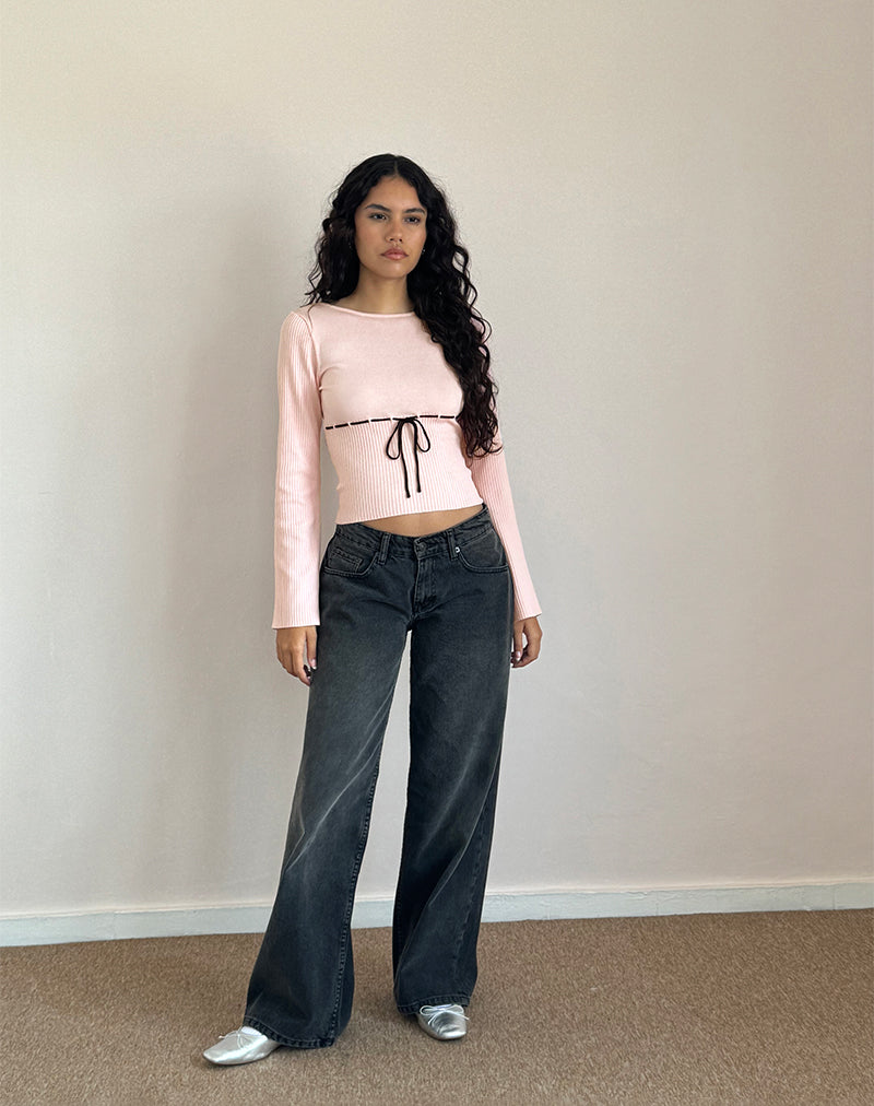 Afbeelding van Awdella Top in Blush Pink met Zwart
