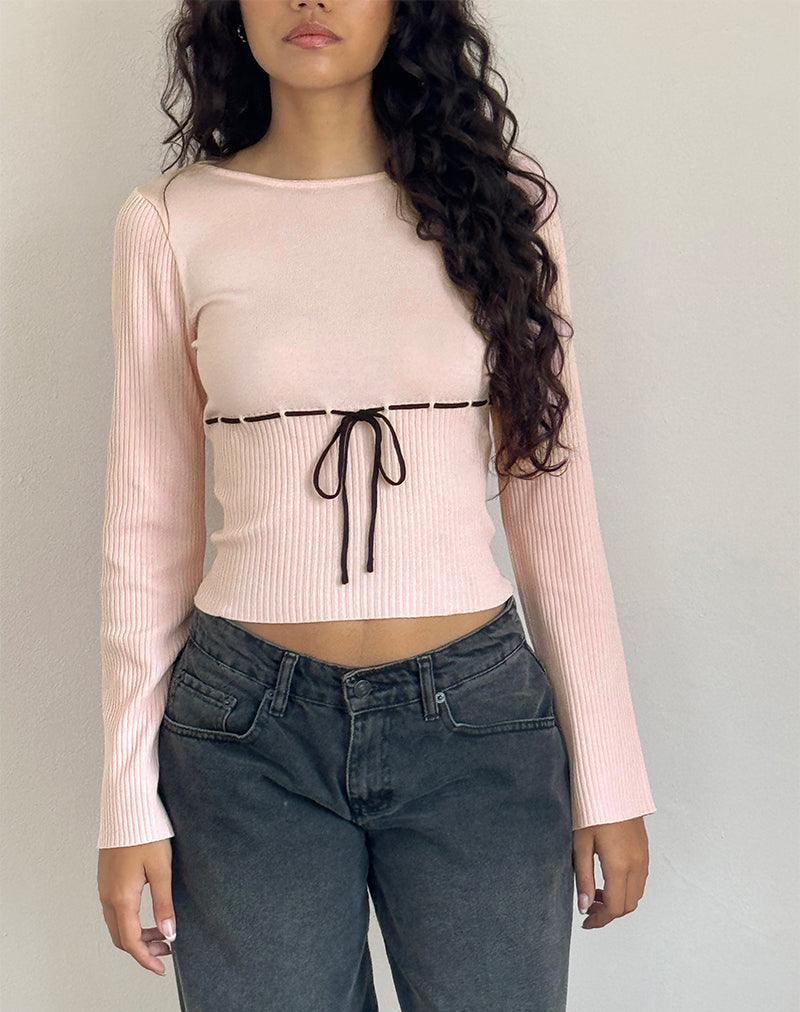 Afbeelding van Awdella Top in Blush Pink met Zwart