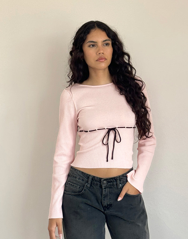 Afbeelding van Awdella Top in Blush Pink met Zwart