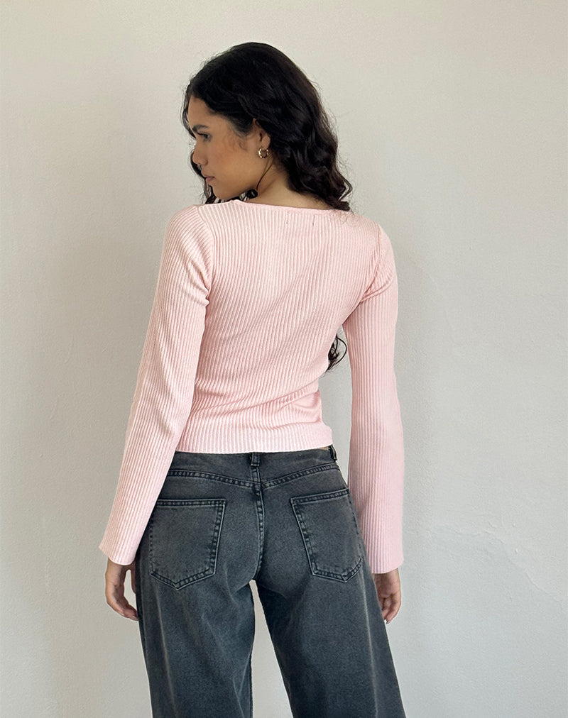 Afbeelding van Awdella Top in Blush Pink met Zwart