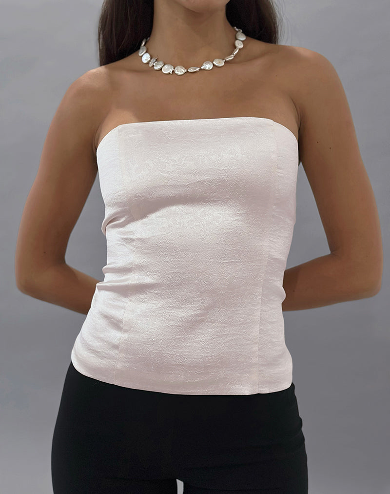 Afbeelding van Ayaka Korset Top in Satijn Jacquard Ivoor