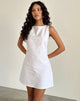 Afbeelding van Ayana Open Rug Mini Jurk in Off White Linnen