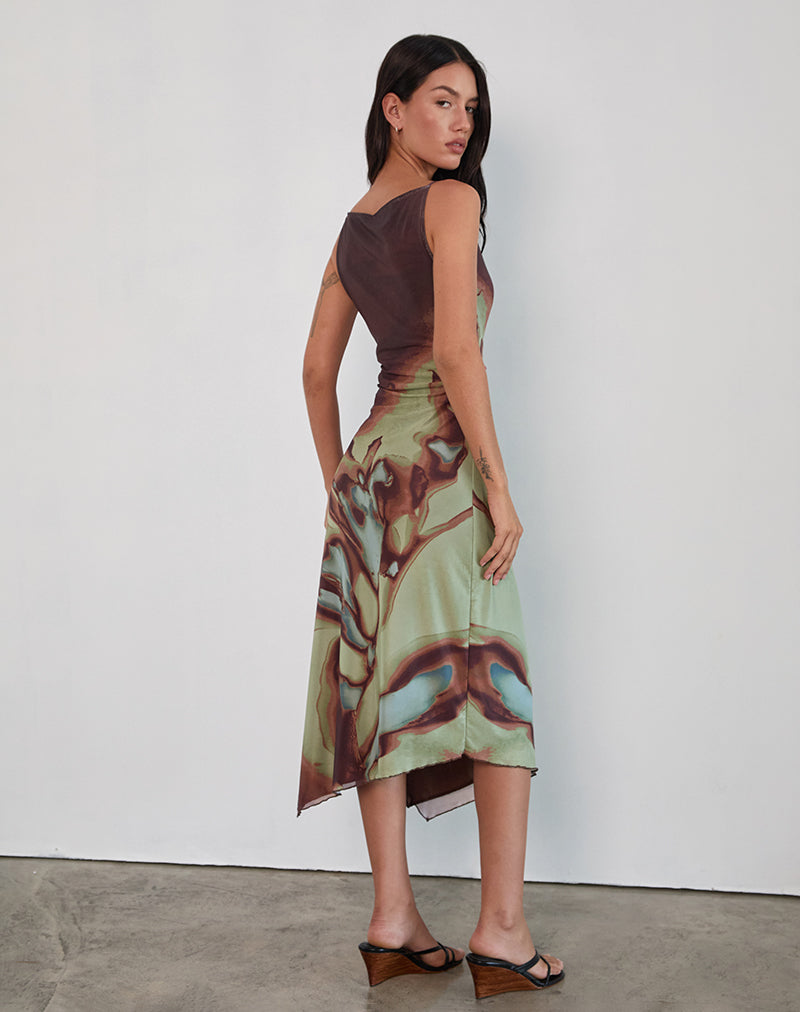 Afbeelding van Aysun Midi jurk in Lumen Mesh Bruin