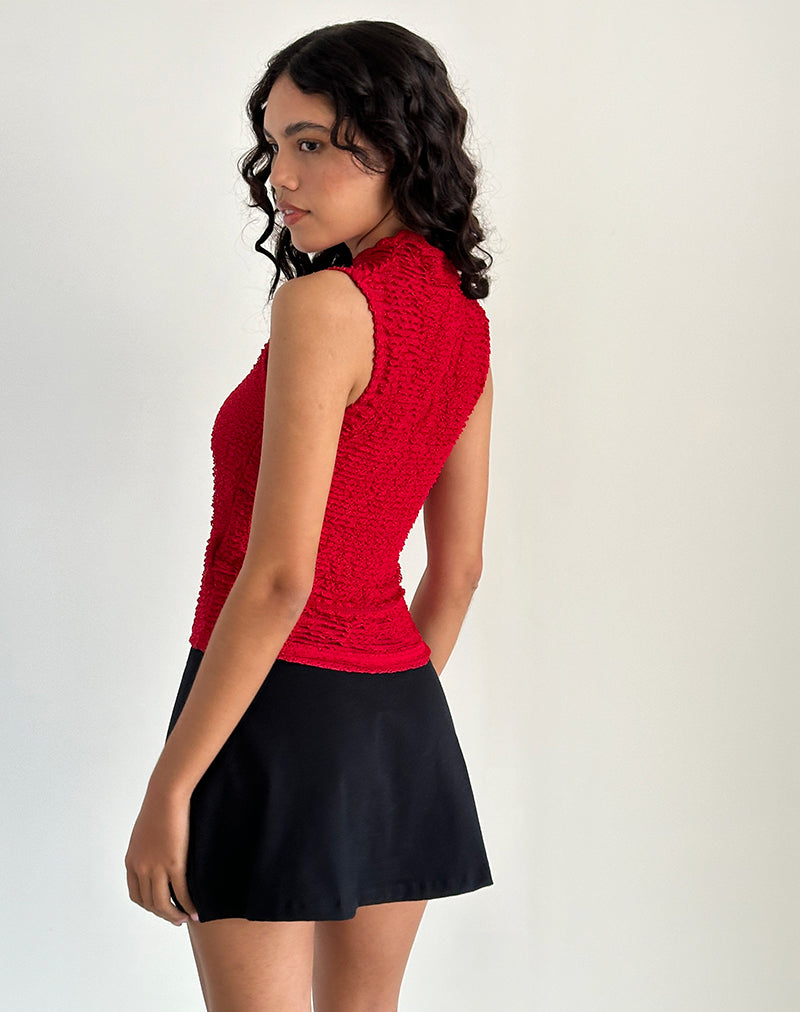 Afbeelding van Arien Textured Mock Neck Top in Rood
