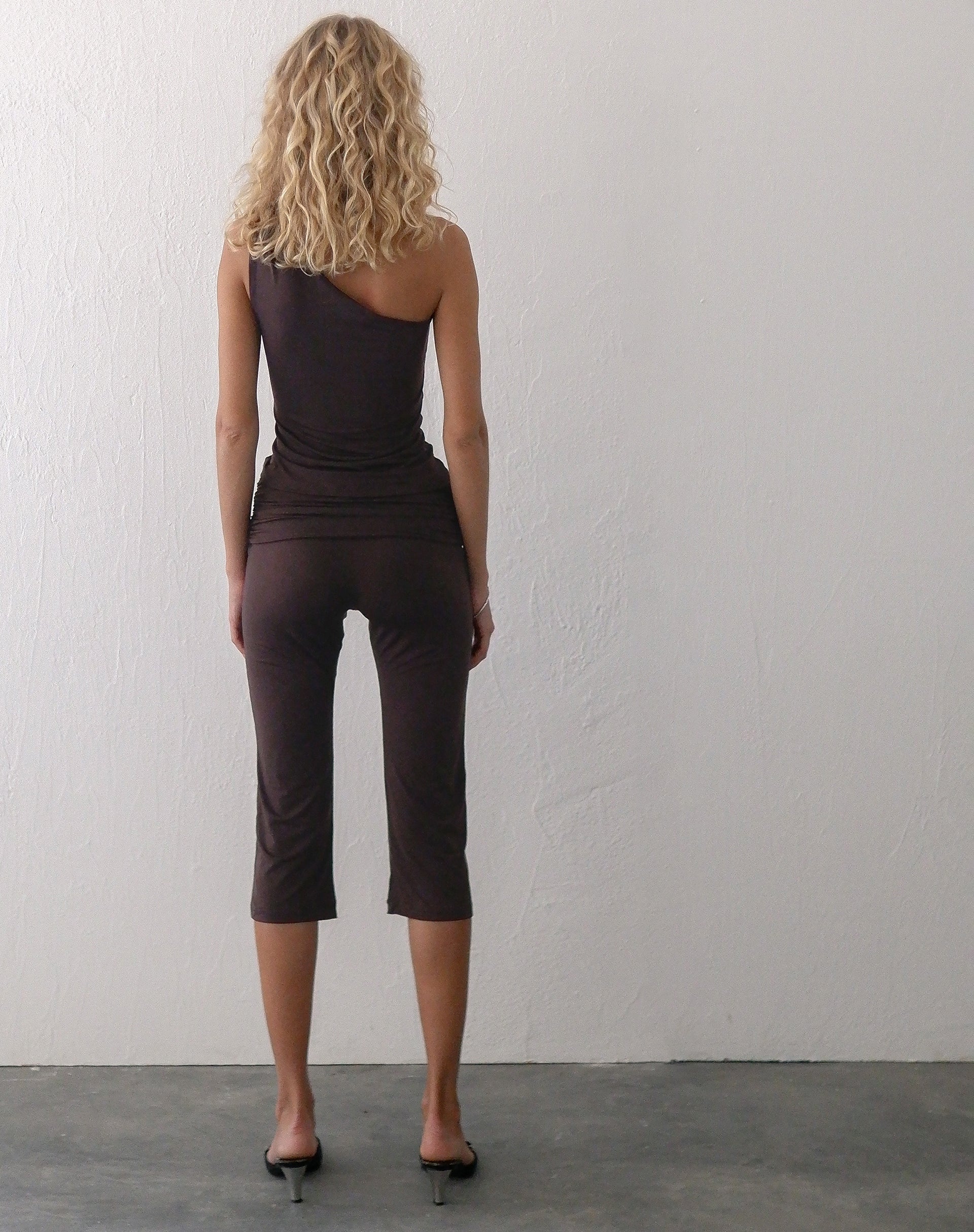 Afbeelding van Effy Capri Broek met Wrap Tailleband in Mocca