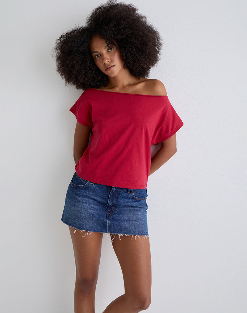 Balia Asymmetrische Basistop met Korte Mouw in Adrenaline Rood