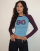 Afbeelding van Balqis Lange Mouw Top in Blauw Roodhout Combinatie