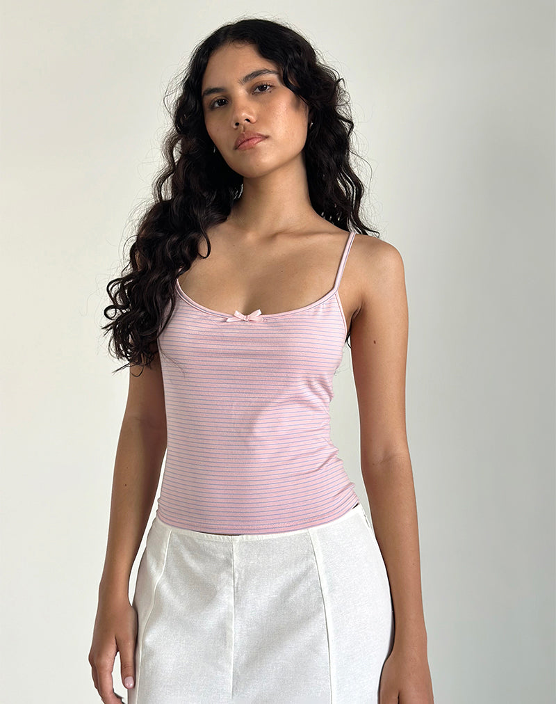 Afbeelding van Barlyn Cami Top in Roze en Blauwe Streep