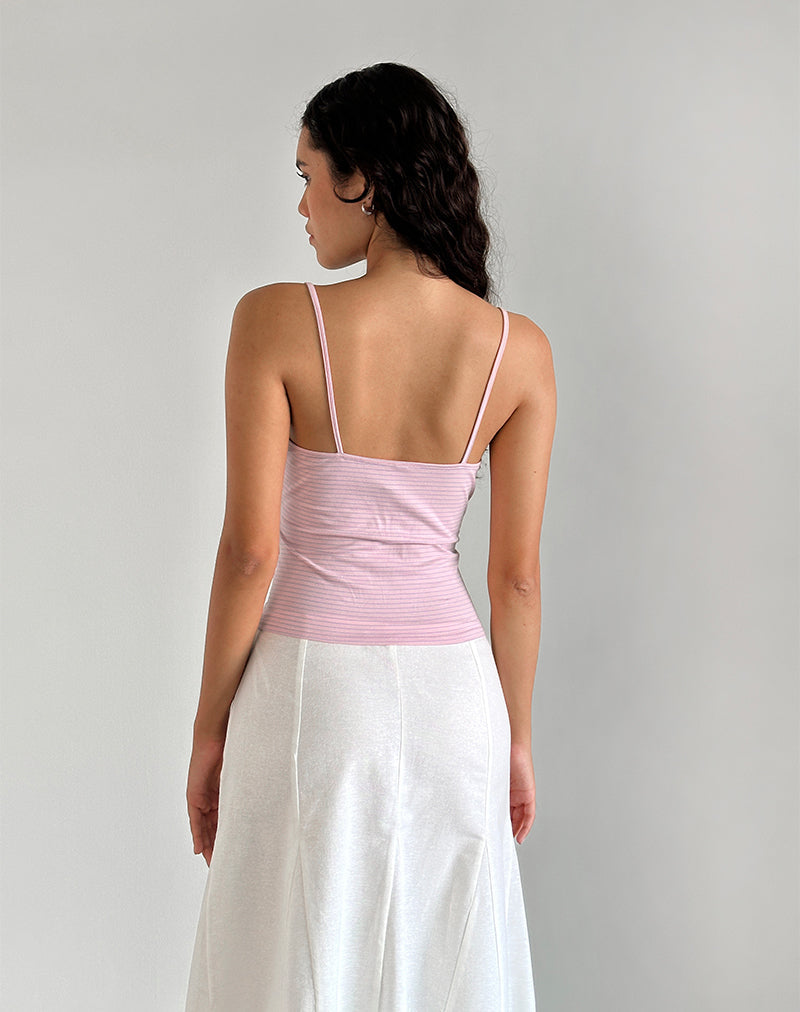 Afbeelding van Barlyn Cami Top in Roze en Blauwe Streep