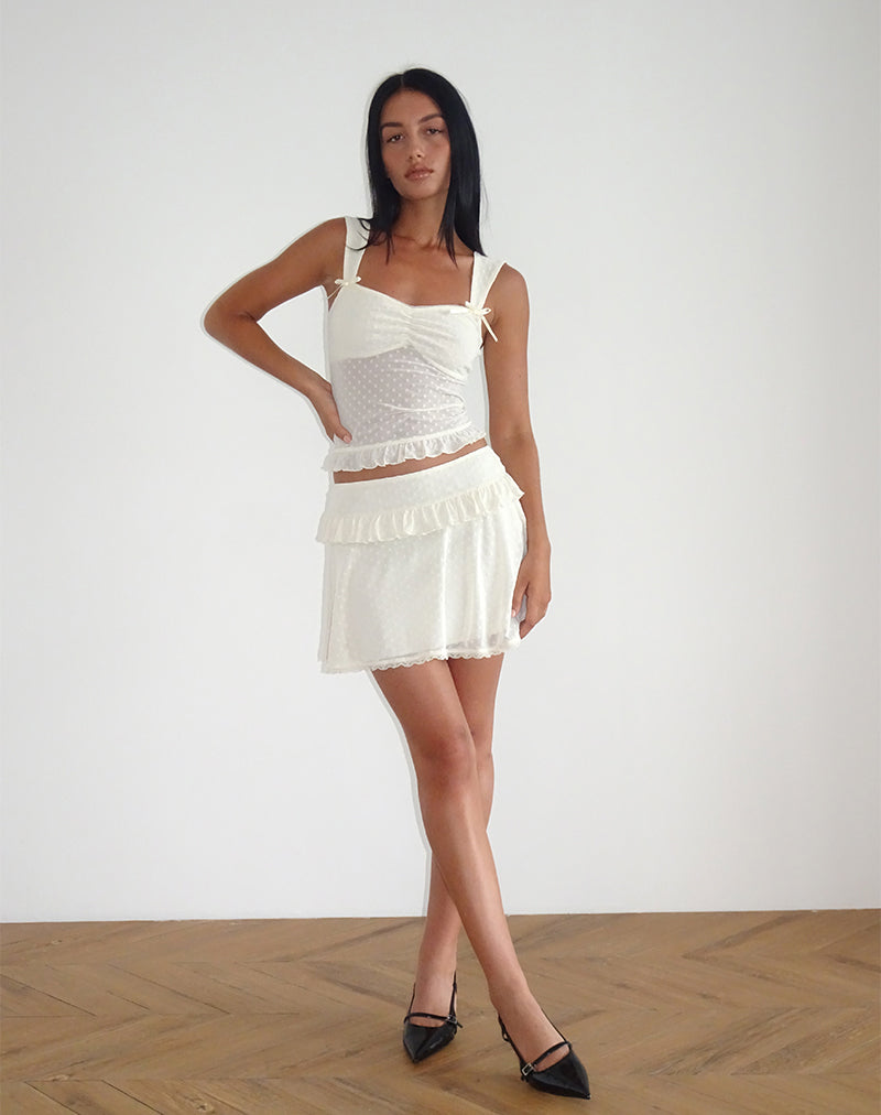 Afbeelding van Gastri minirok in Ivory Polka Flock