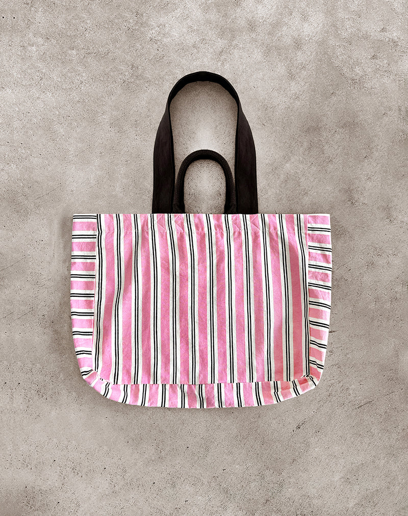Afbeelding van Strandtas in Streep Roze