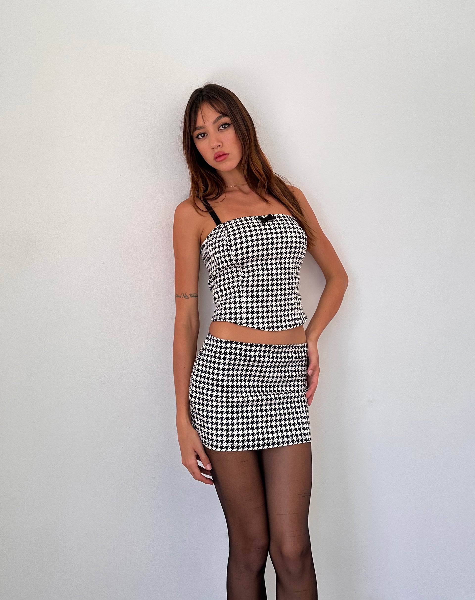 Afbeelding van Bebeka Micro Minirok in Monochroom Dogtooth
