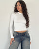 Afbeelding van Beech Geribde Lange Mouw Top in Off White