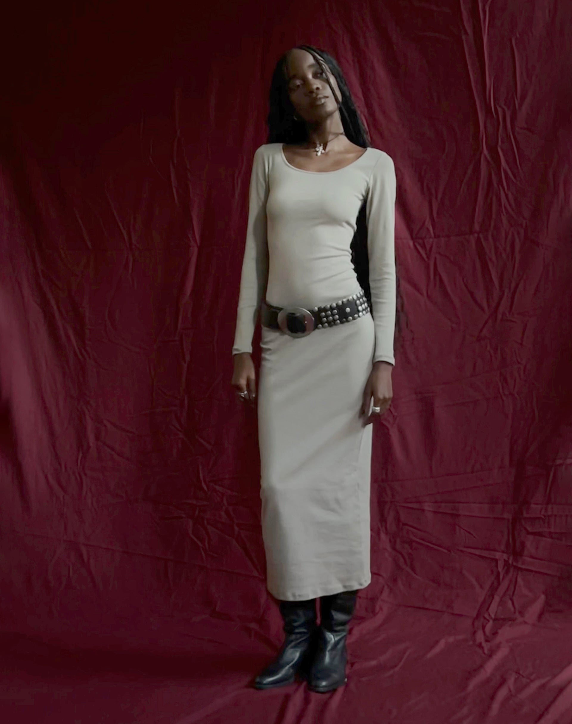 Afbeelding van Belila Maxi Dress met lange mouwen in Sage Grey
