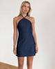 Afbeelding van Belinda Mini jurk met halterhals in Denim Chambray Indigo