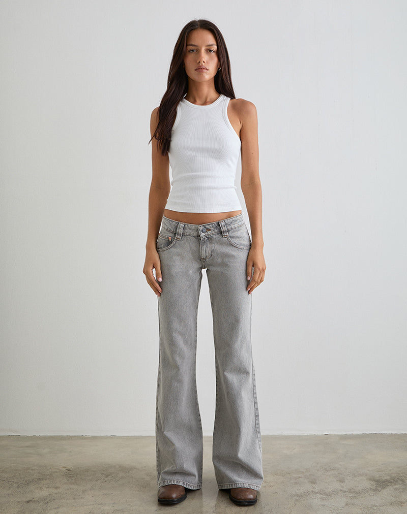 Afbeelding van Bell Bottom Low Rise Flare Jeans in Bleached Grey