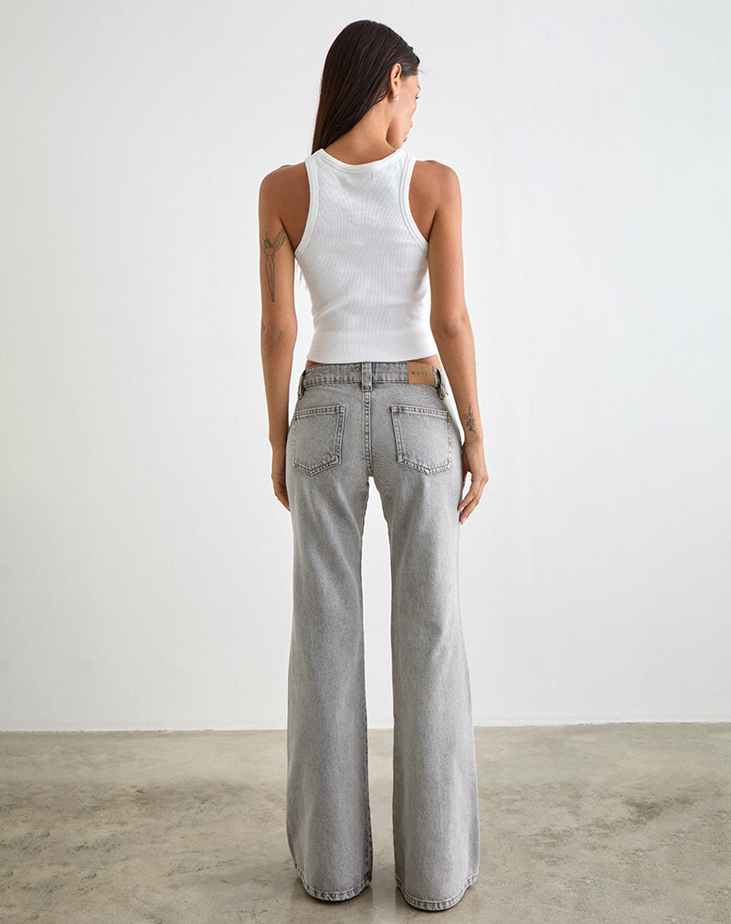 Afbeelding van Bell Bottom Low Rise Flare Jeans in Bleached Grey