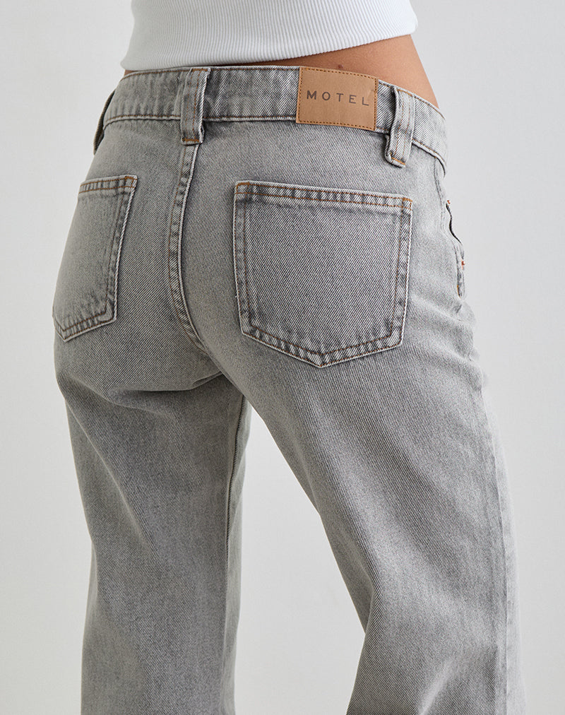 Afbeelding van Bell Bottom Low Rise Flare Jeans in Bleached Grey
