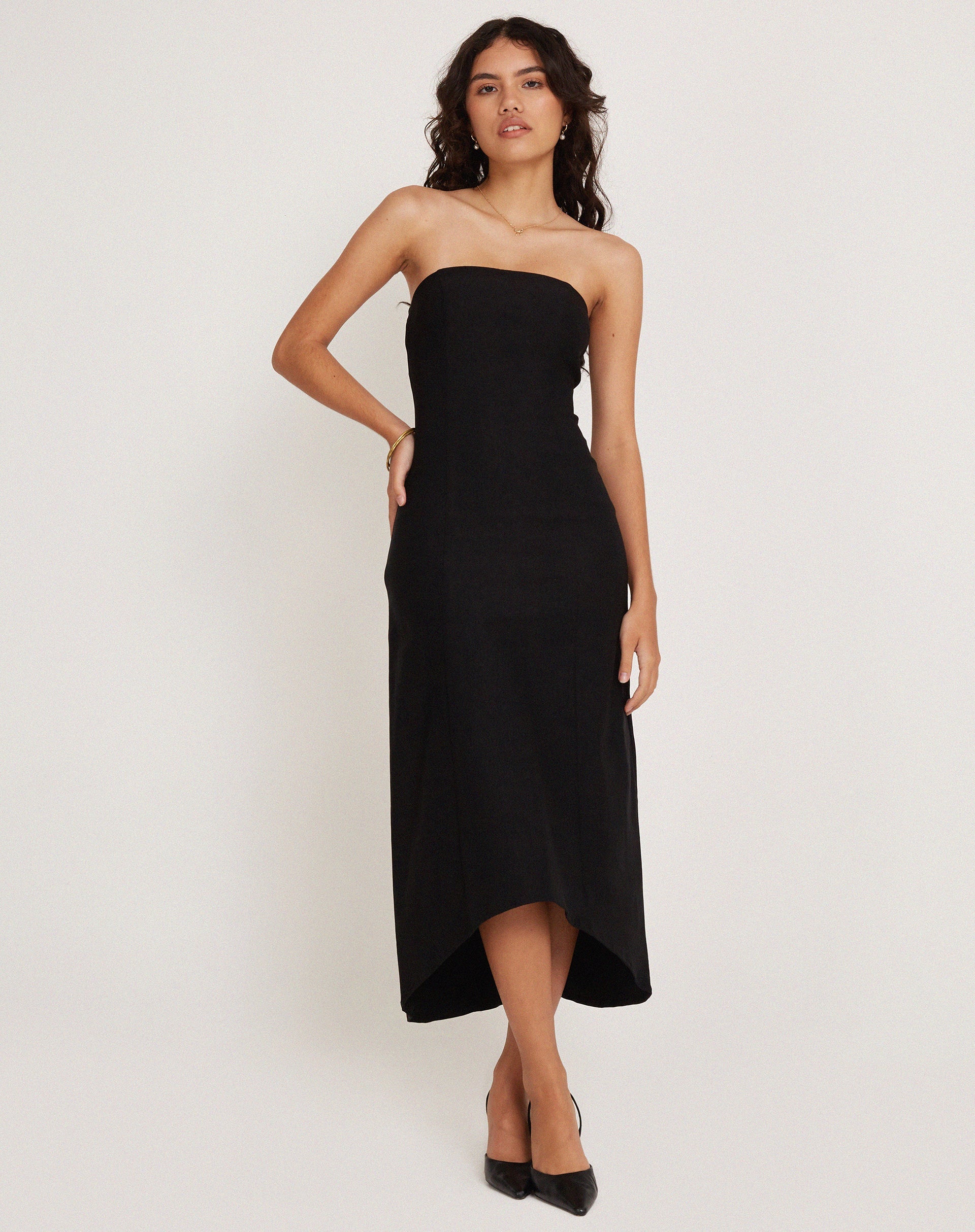 Afbeelding van Bellini Bandeau Midi Dress in Zwart