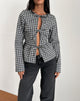 Afbeelding van Bertaria Lange Mouw Top in Ton-sur-ton Gingham Zwart-Grijs