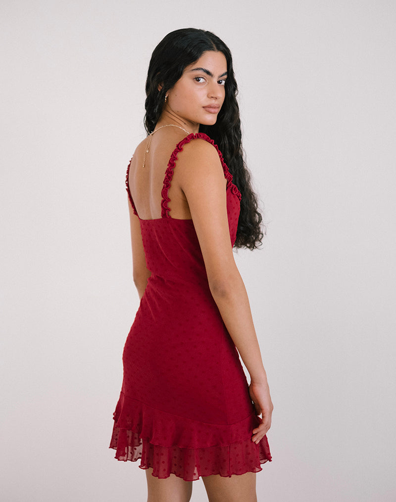 Afbeelding van Bestari Mini Dress in Basic Polka Cherry