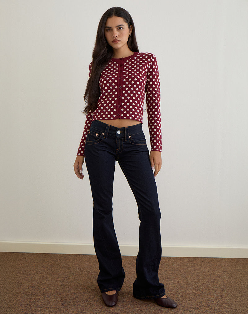 Afbeelding van Bhavina Vest in Bourgondië met Crème Polka Print