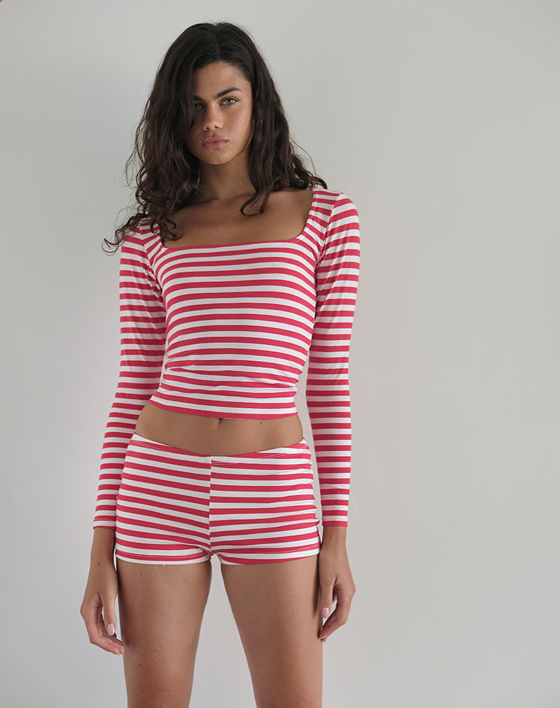 Eunia Micro Korte Broek in Rood Wit Streep