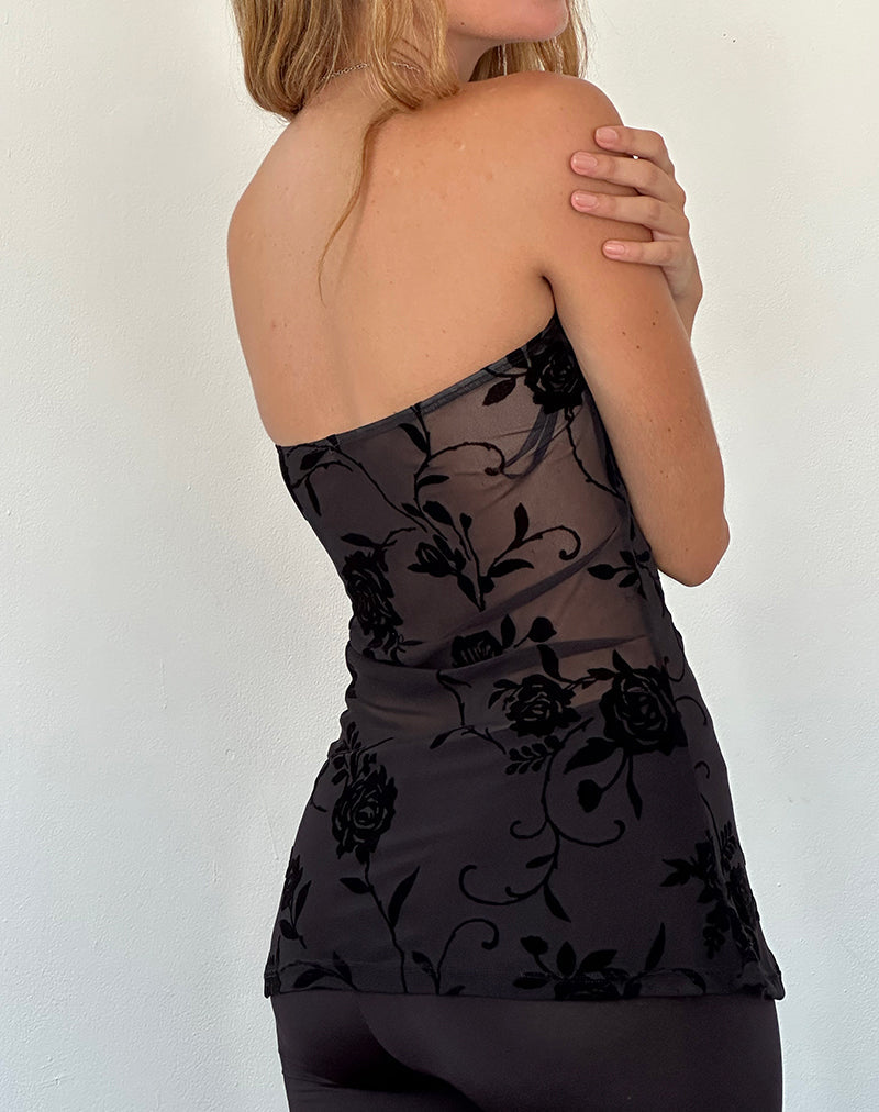 Afbeelding van Bilancia Bandeau Top in Rose Flock Zwart