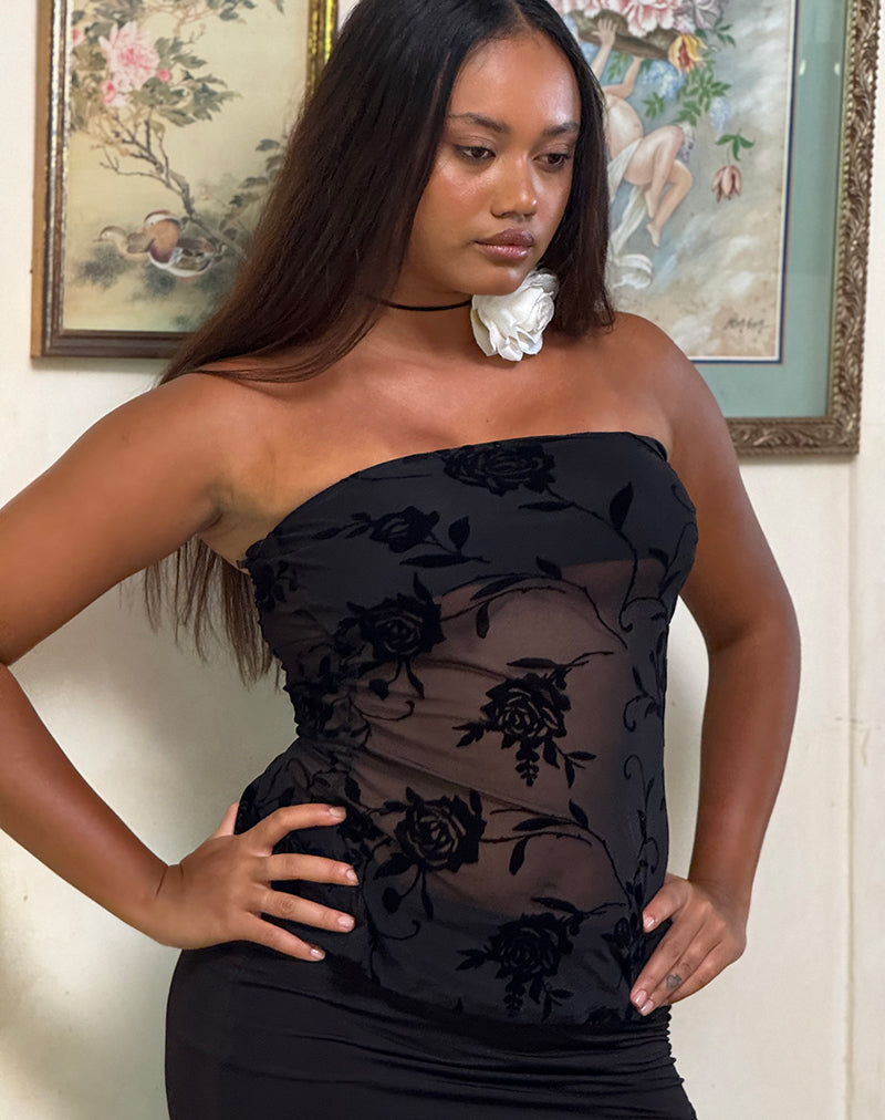 Afbeelding van Bilancia Bandeau Top in Rose Flock Zwart