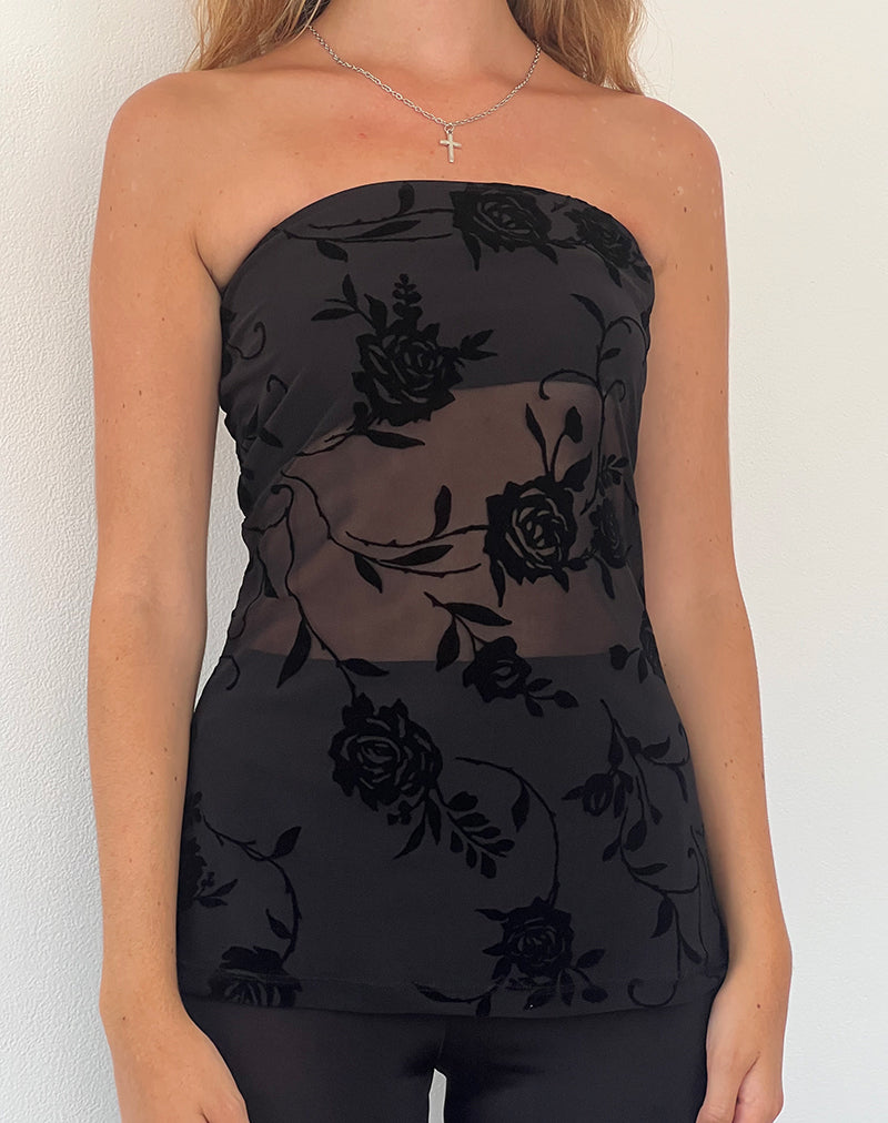 Bilancia Bandeau Top in Rose Flock Zwart