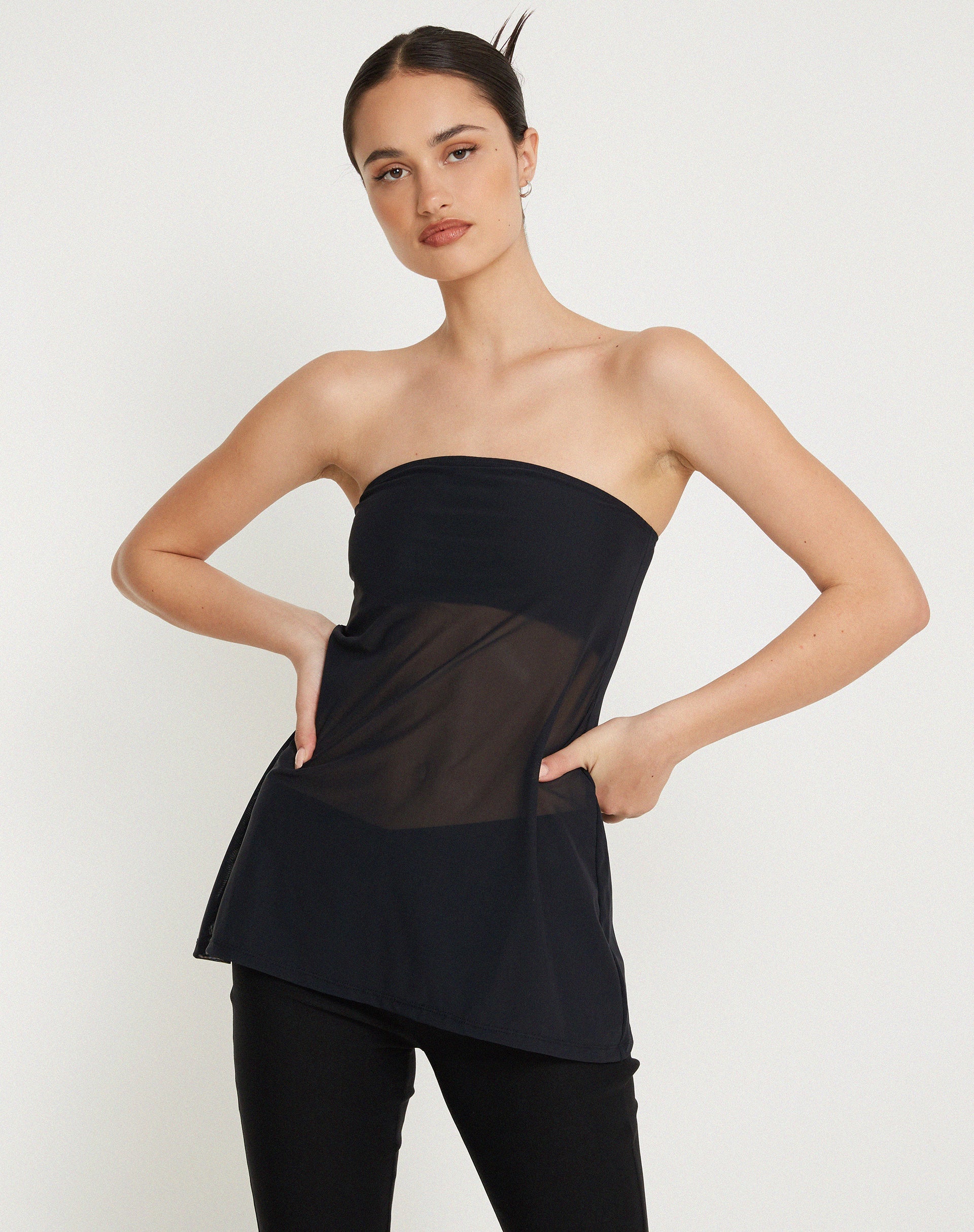 Afbeelding van Bilancia Bandeau Mesh Top in Zwart