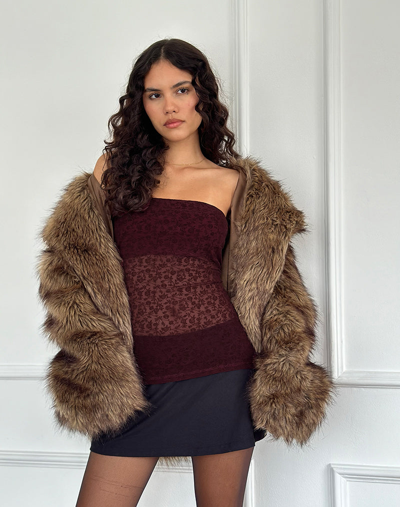 Afbeelding van Bilancia Bandeau Top in Ditsy Flock Burnt Maroon
