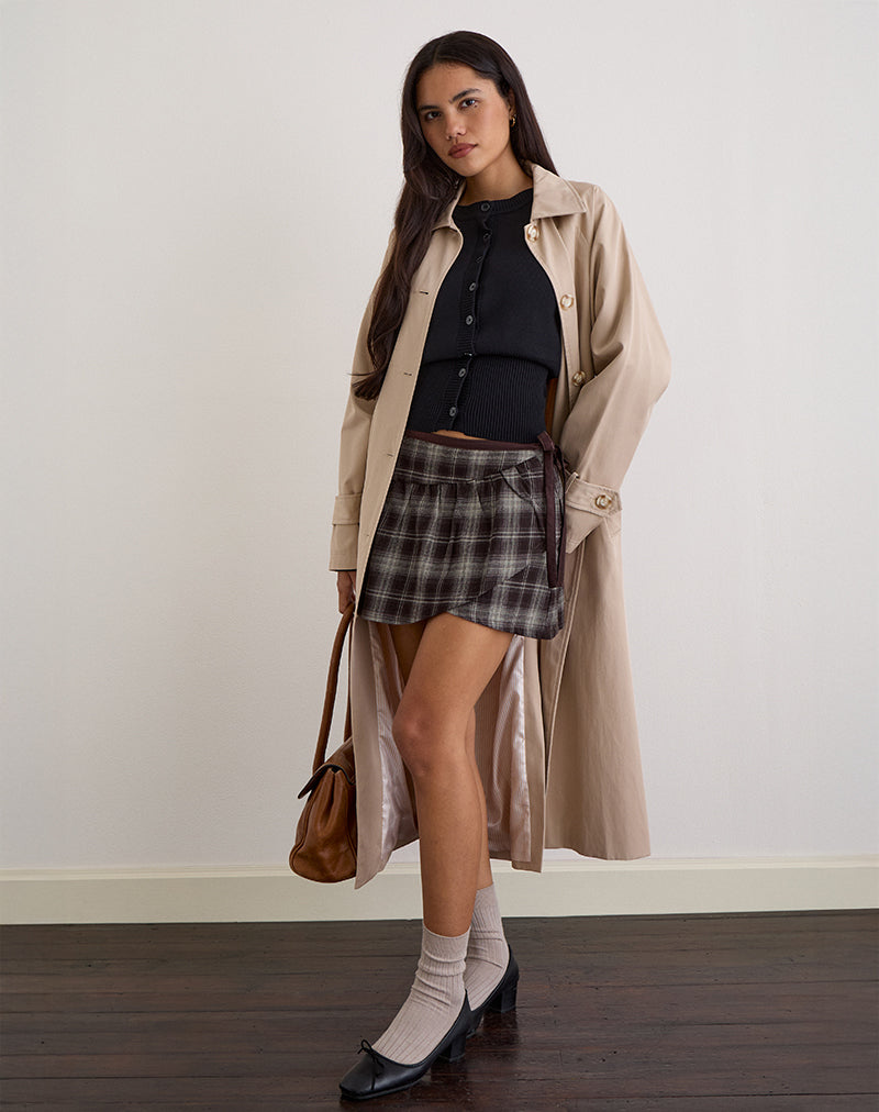 Afbeelding van Billa Wrap Minirok in Grijs Ruitje