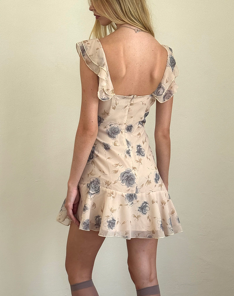 Afbeelding van Binita Mini Dress in Wild Rose Blue