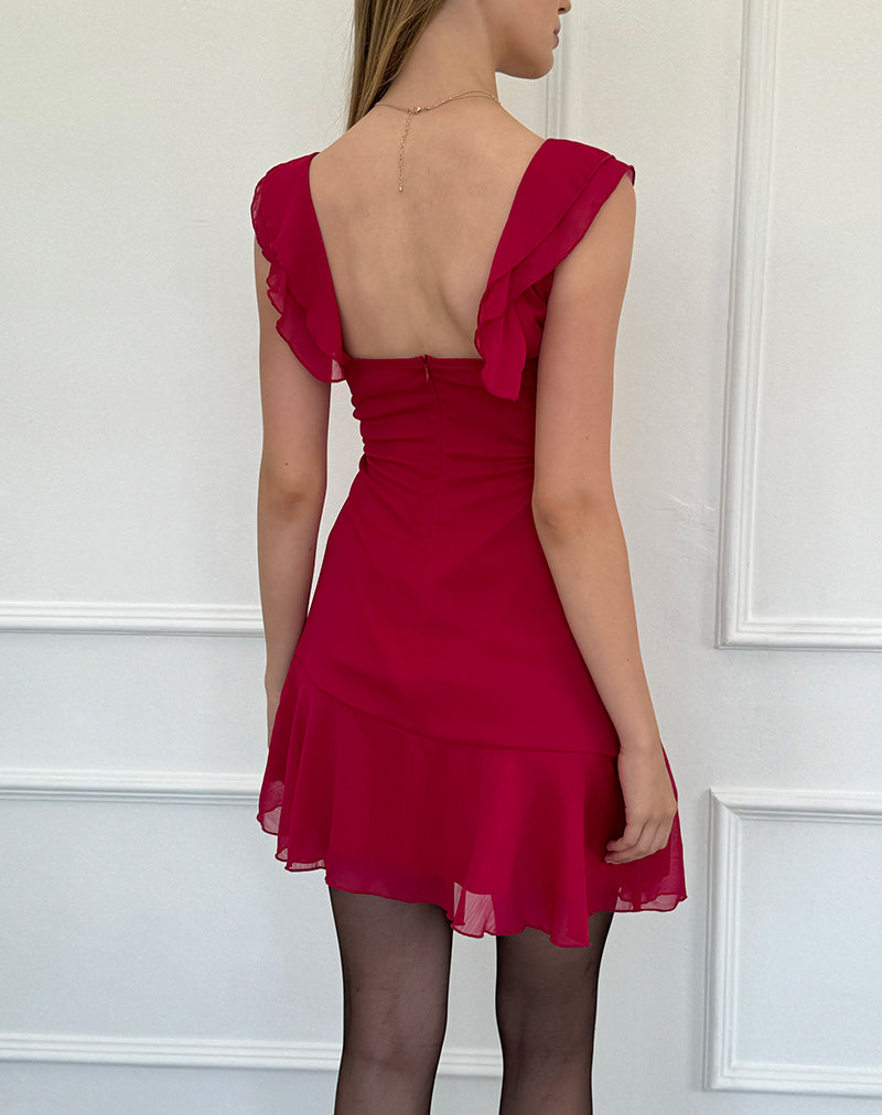 Afbeelding van Binita Mini Jurk in Chiffon Bourgondië
