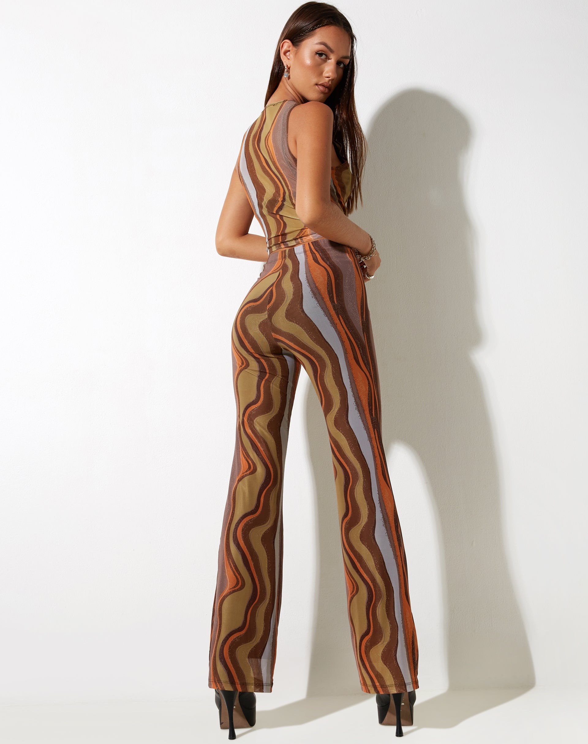 Afbeelding van MOTEL X IRIS Herly Flare broek in aardetinten