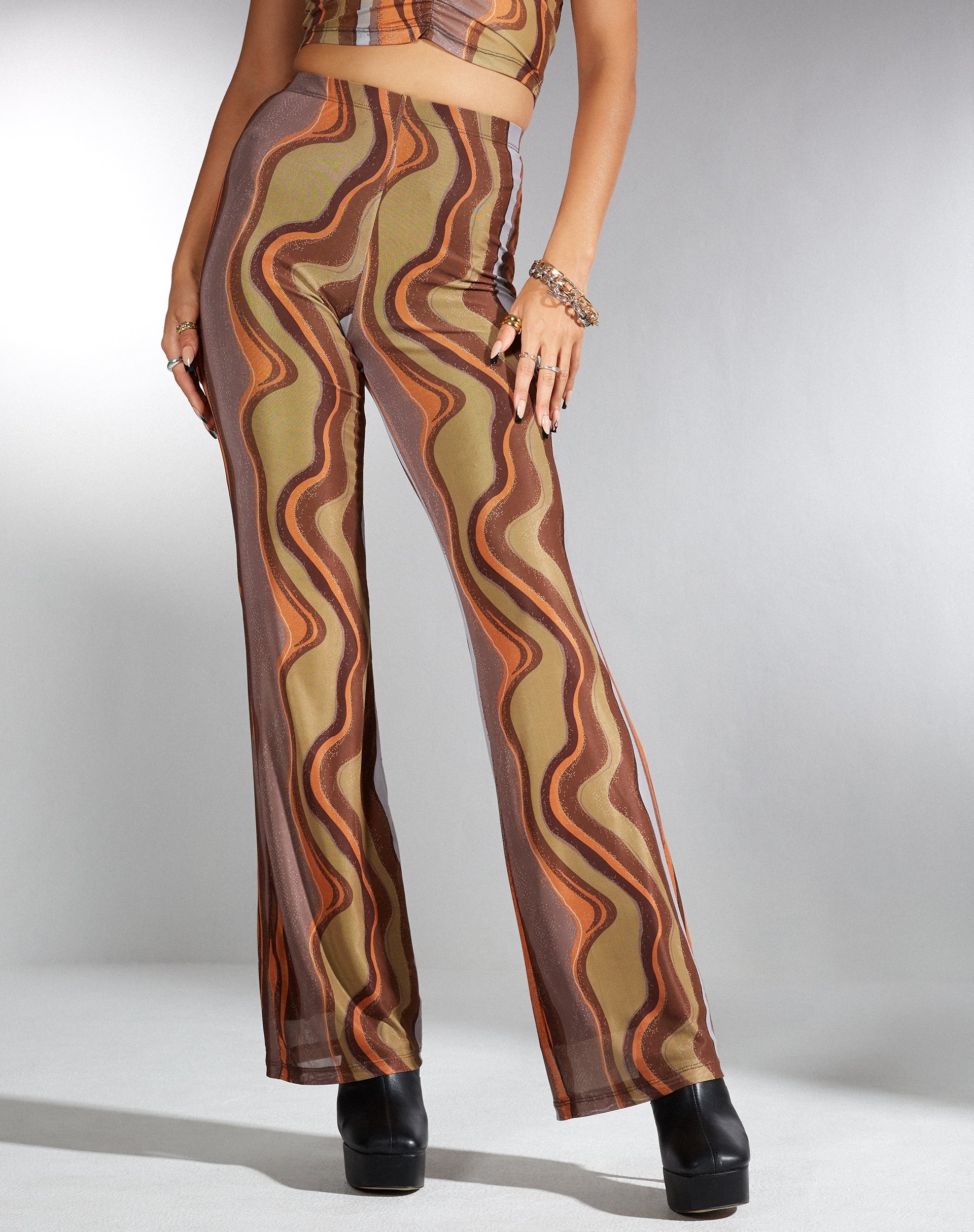 Afbeelding van MOTEL X IRIS Herly Flare broek in aardetinten