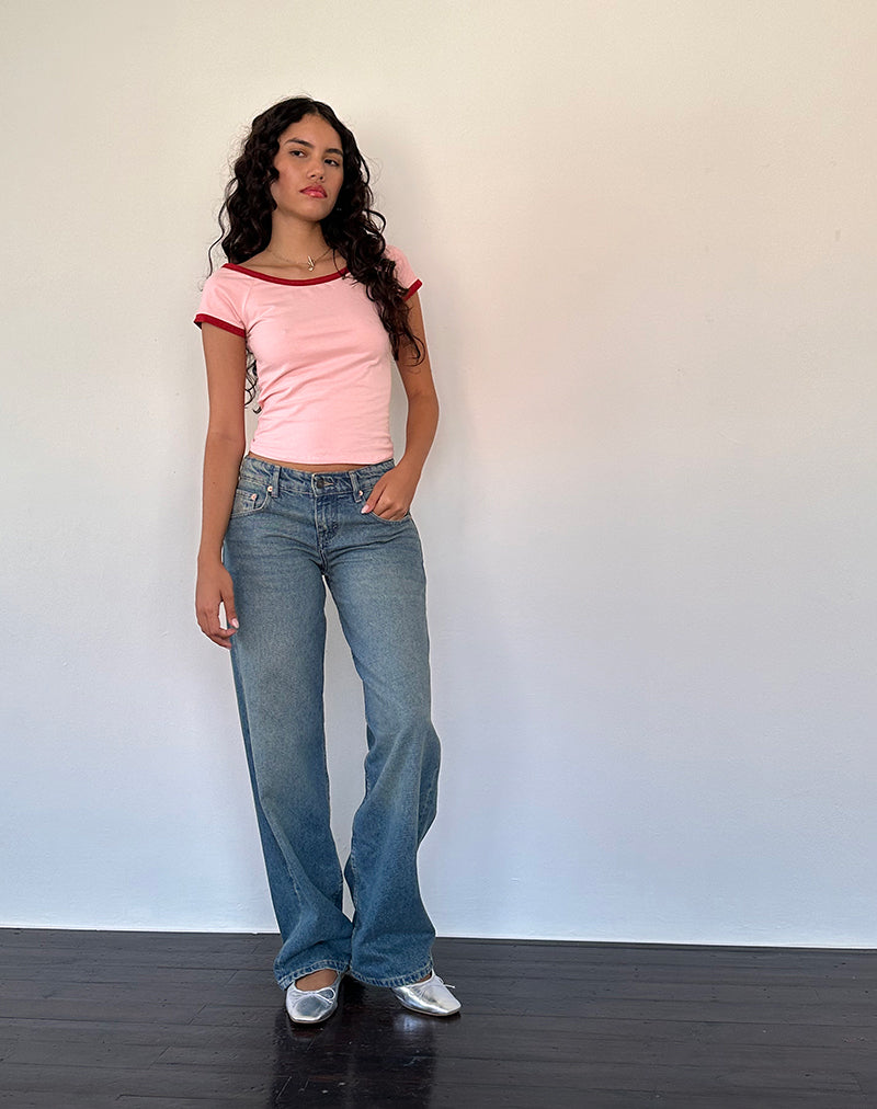 Bitha Top in Ballet Roze met Adrenaline Rode Binding