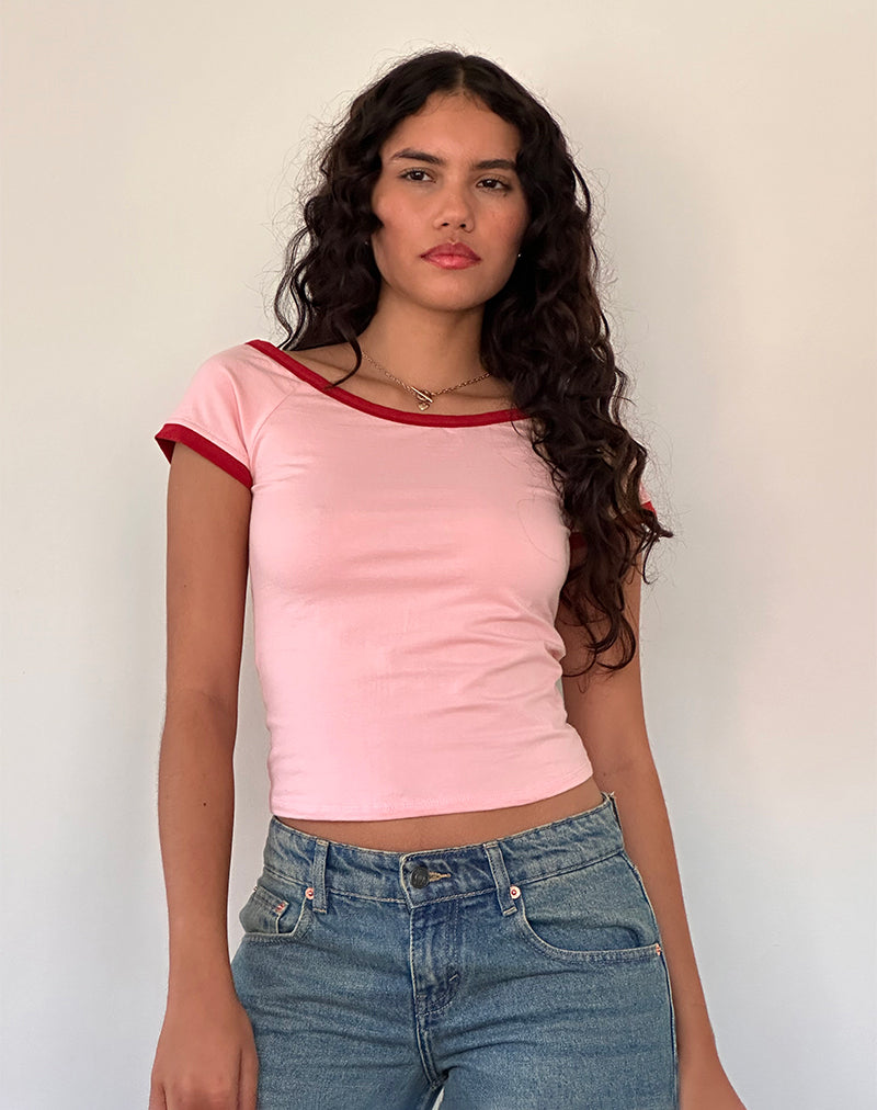 Bitha Top in Ballet Roze met Adrenaline Rode Binding