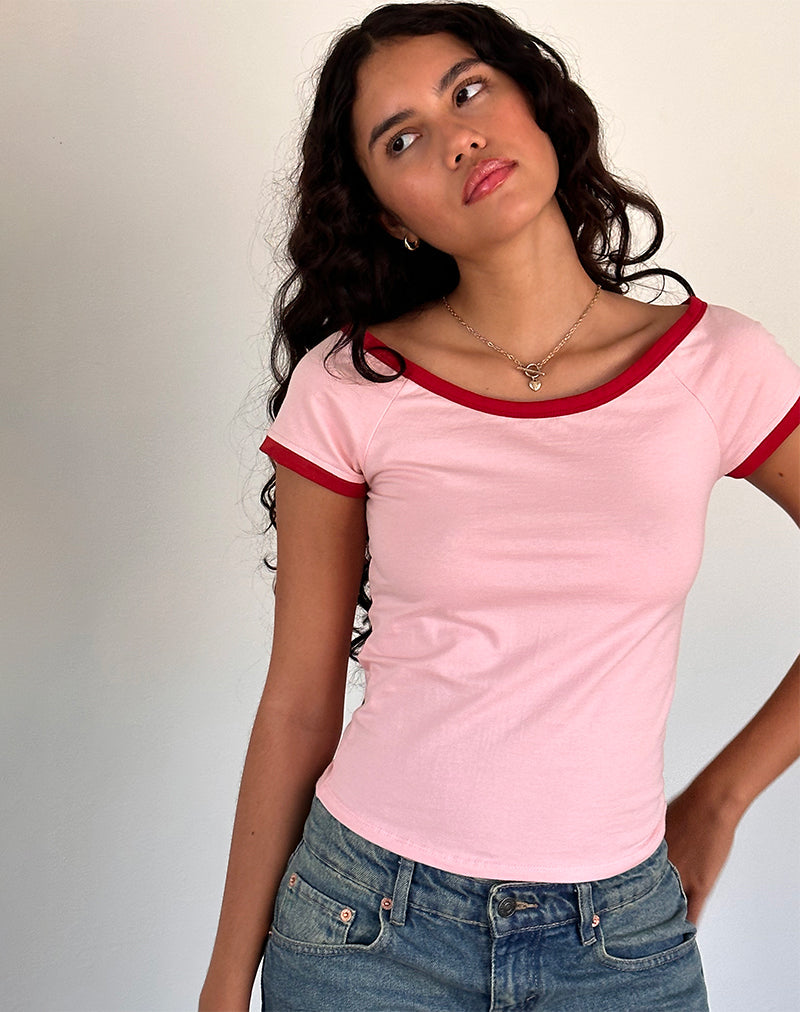 Afbeelding van Bitha Top in Ballet Roze met Adrenaline Rode Binding