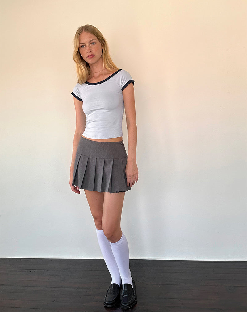 Afbeelding van Bitha Top in Poederblauw met Navy Binding
