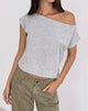 Afbeelding van Bizzy Top met Studded Halslijn in Grijs Marl