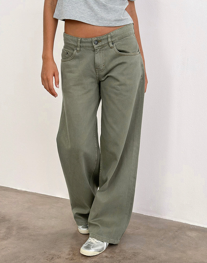Lage Roomy Jeans in Fern Green