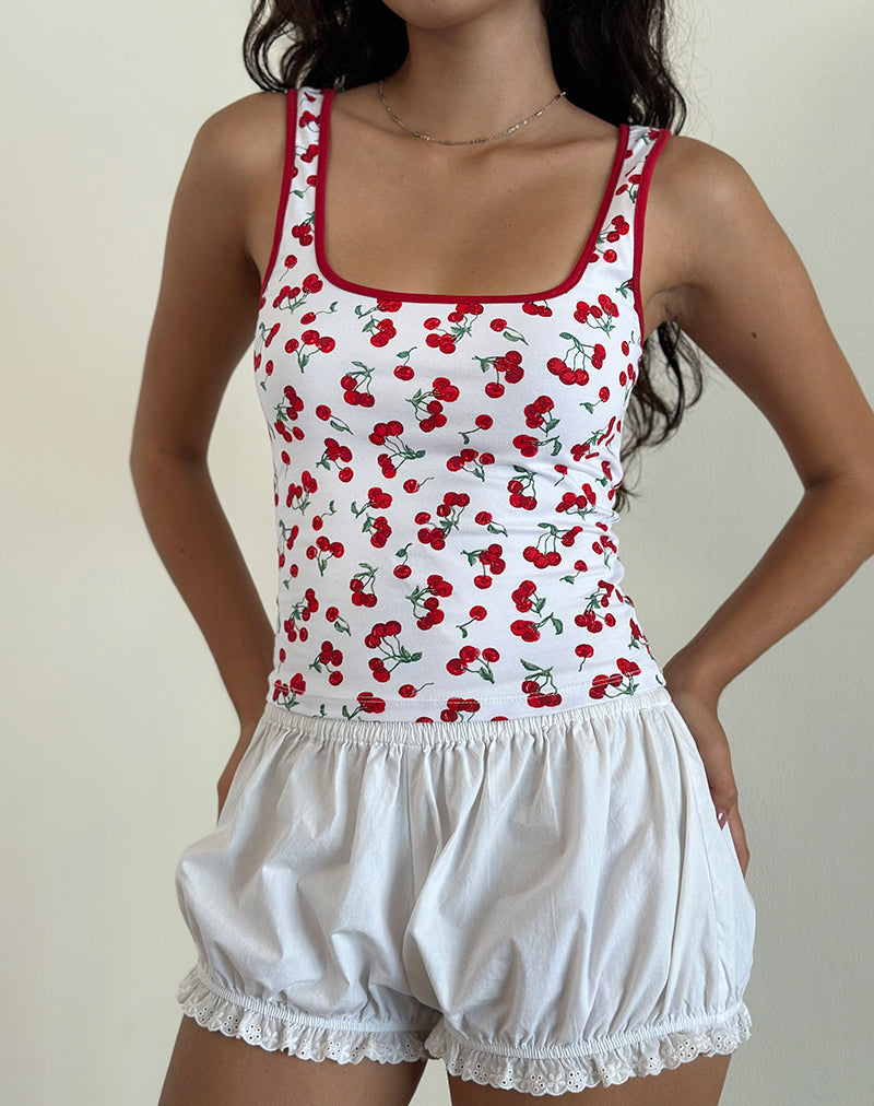Blaira Top in Kersenprint Wit