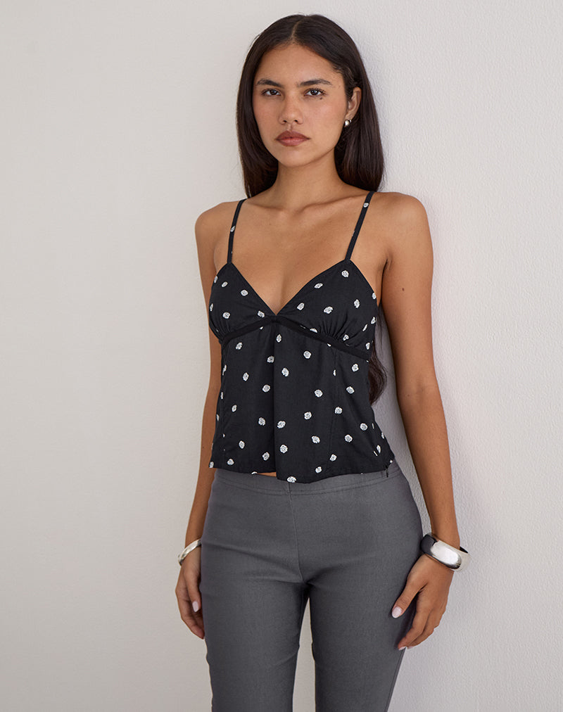 Afbeelding van Bluesa Cami Top in Ditsy Rose Black