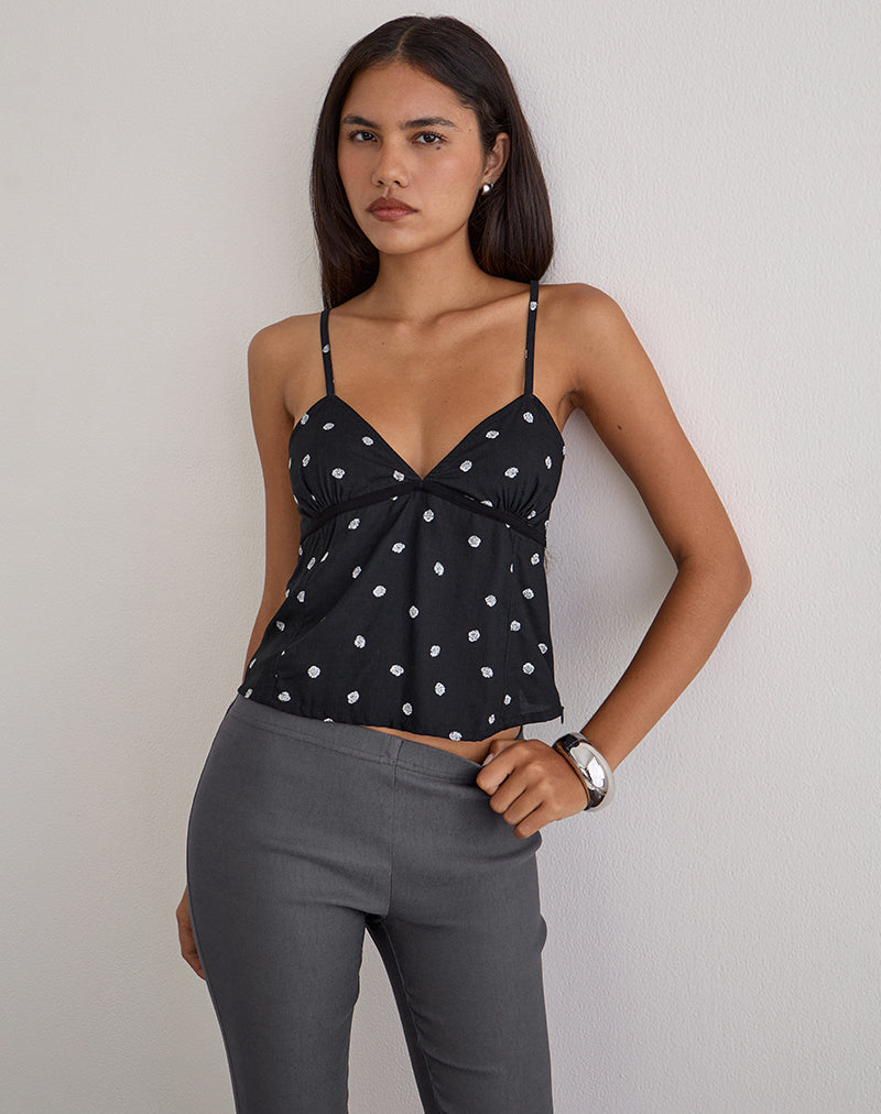 Afbeelding van Bluesa Cami Top in Ditsy Rose Black