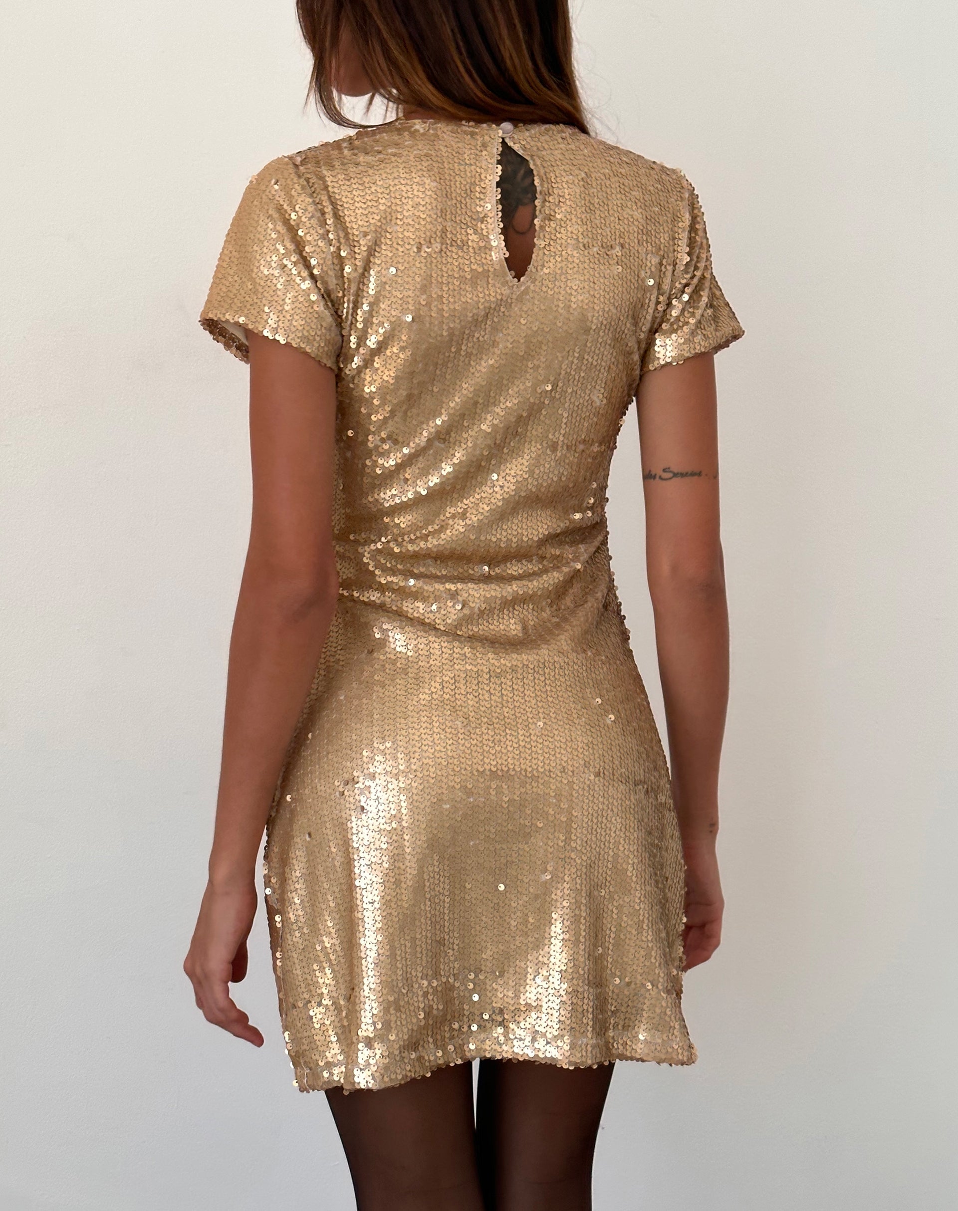 Afbeelding van Blythe Mini Jurk in Goud Pailletten