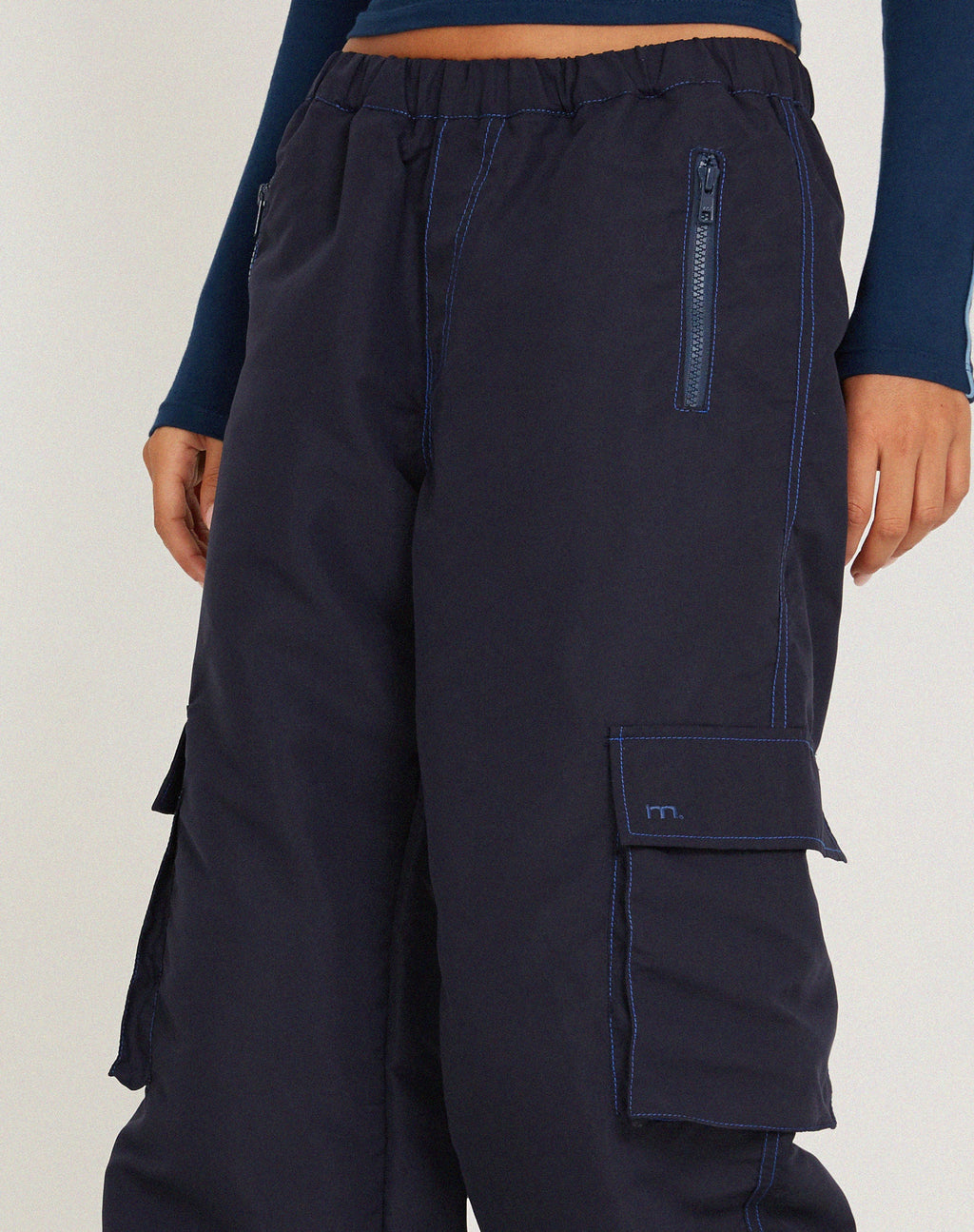 Oriells Cargo Broek in Navy Top Stitch